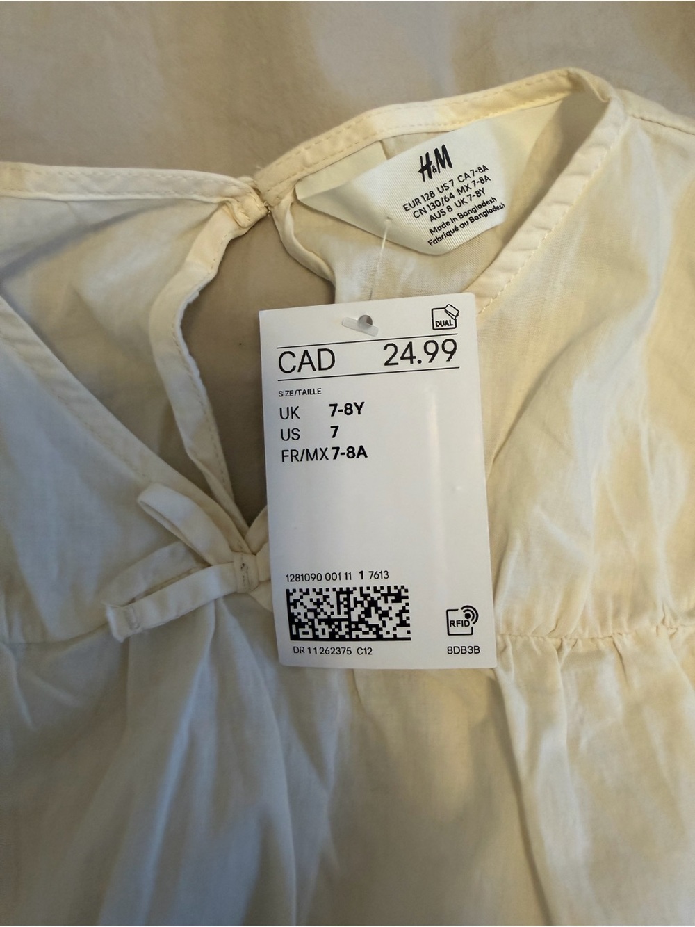 H&M Light Cream Tie-Front Peplum Blouse - Picture 3 of 5